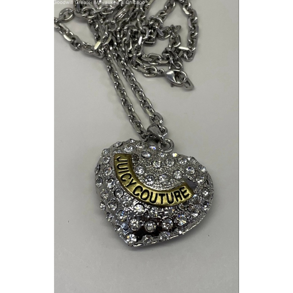 Juicy Couture Icy Pave Large Heart Pendant Silver Tone Fashion Necklace 1845 - Picture 3 of 5